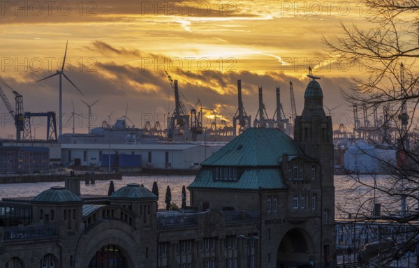 View of the landing stages in Hamburg