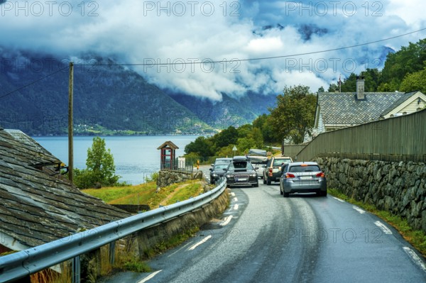 Coastal road, Hardangerfjord, Kinsarvik, Norway, Europe