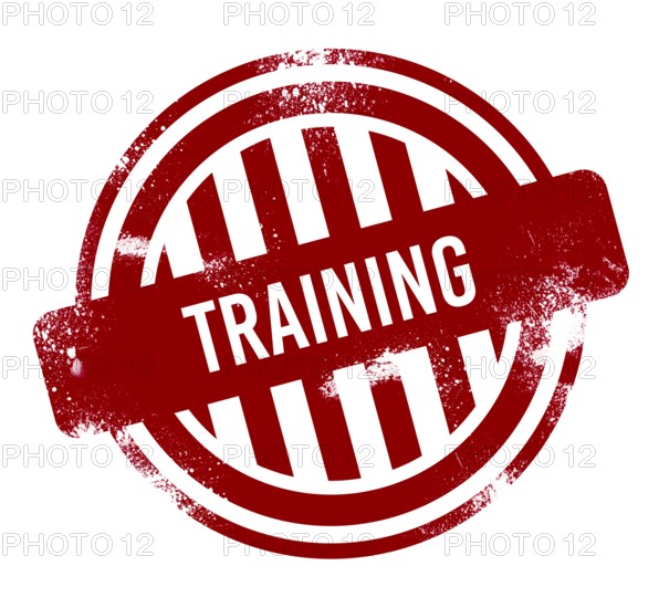 Training, red grunge button, stamp