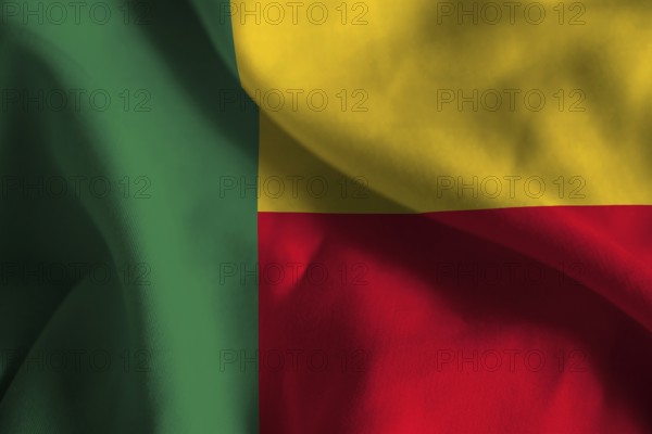 Ruffled Flag of Benin Blowing in Wind