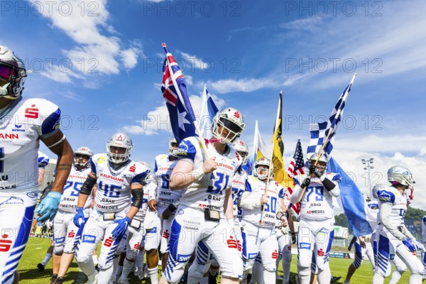 German Football League, Spiel: Pforzheim Wilddogs, Gießen Golden Dragons in der Kramski Arena in Pforzheim Deutschland am 13. Juli. 2024