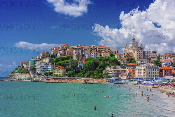 PORTO MAURIZIO, ITALY - SEP 4, 2018: View of Porto Maurizio on the Italian Riviera in the province of Imperia, Liguria, Italy, Europe