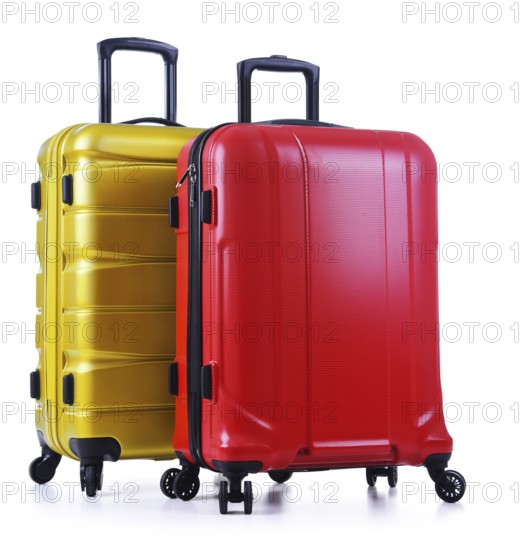 Travel suitcases isolated on white background