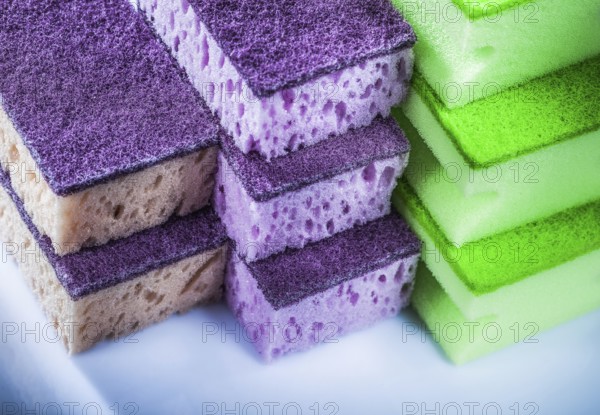 Set of kitchen sponges on white background