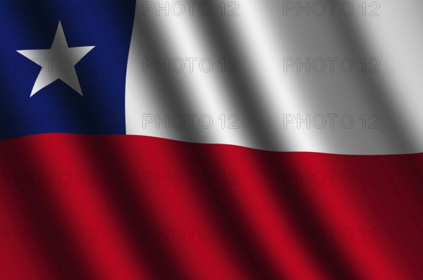 The Chile flag flying in the wind