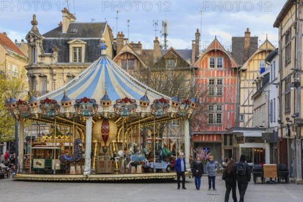 Half-timbered houses on Place Alexandre Israel, roundabout, old town of Troyes, Aube department, Grand Est region, France, Europe