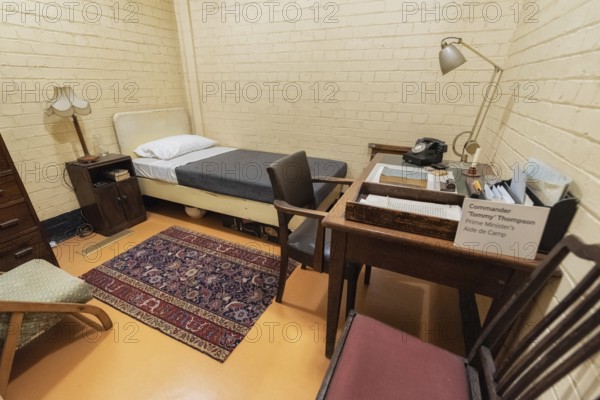 London, United Kingdom, May 13, 2019: Interior view of the shelter which housed the Cabinet War Rooms during WW II. Today is part of the Churchill War Rooms Museum, Europe