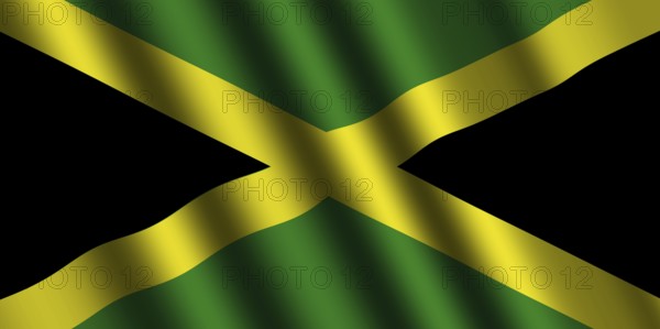 The Jamaica flag flying in the wind