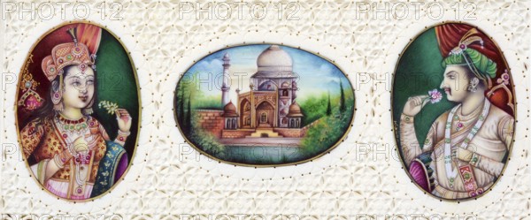 Miniature painting of Mughal Emperor Jahangir With Wife Noorjahan