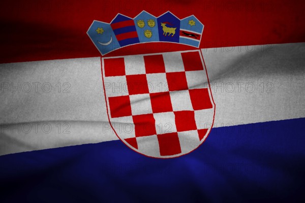 A ruffled fabric flag of croatia