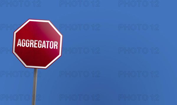 Aggregator, red sign with blue sky
