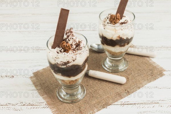 Delicious glasses ice cream