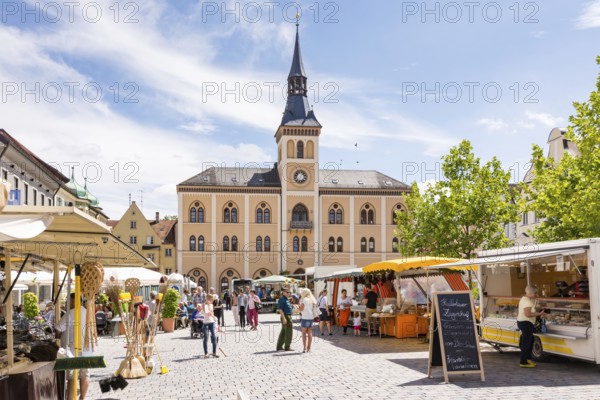 PFAFFENHOFEN, GERMANY - JULY 29: People at a traditional bavarian market in Pfaffenhofen, Germany on July 29, 2017