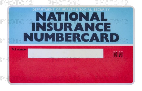 Isolated Grungy Old British National Insurance Card (Blank)