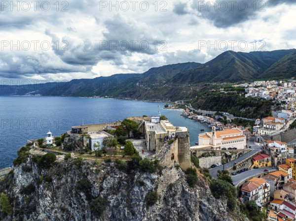 Scilla from a drone, Calabria, Italy, Europe