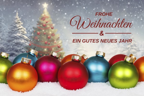 Christmas card Merry Christmas Christmas greetings decoration with Christmas tree winter in Stuttgart, Germany, Europe