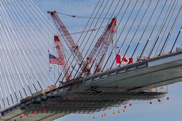 Detroit, Michigan USA -15 June 2024, The last deck section has been put in place on the Gordie Howe International Bridge, linking Detroit with Windsor, Ontario across the Detroit River. The bridge is expected to open in 2025