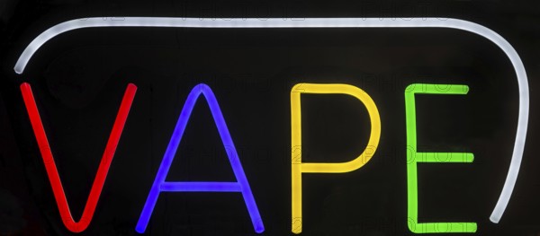 Electric colourful sign for VAPE products England, UK