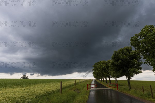 Heavy rain showers and thunderstorms over Possendorf in the Eastern Ore Mountains, Possendorf, Saxony, Germany, Europe
