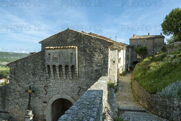 Banon. 15th century gate of the fortified enclosure listed as a historic monument. Alpes-de-Haute-Provence. Provence-Alpes-Côte d'Azur. France