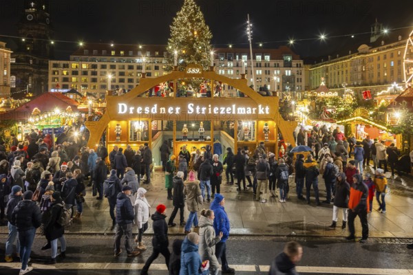 The Dresden Striezelmarkt is a Christmas market in Dresden. It has been held in Advent since 1434, usually on the Altmarkt square, and attracts an average of around two million visitors every year. It is the oldest certified Christmas market in Germany, Dresden, Saxony, Germany, Europe