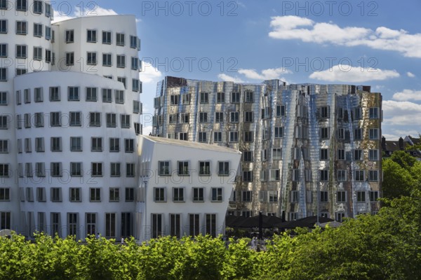 Gehry buildings, Media Harbour, Neuer Zollhof, Düsseldorf, North Rhine-Westphalia, Germany, Europe