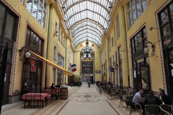 Romania, County region, Oradea, Grand Vardein, Gallery in the courtyard of the Black Eagle Palace, Palatul Vulturul Negru, Europe
