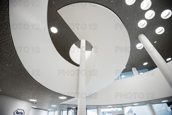 Spiral staircase, Roche Towers, Architects Herzog and de Meuron, Basel, Canton of Basel-Stadt, Switzerland, Europe