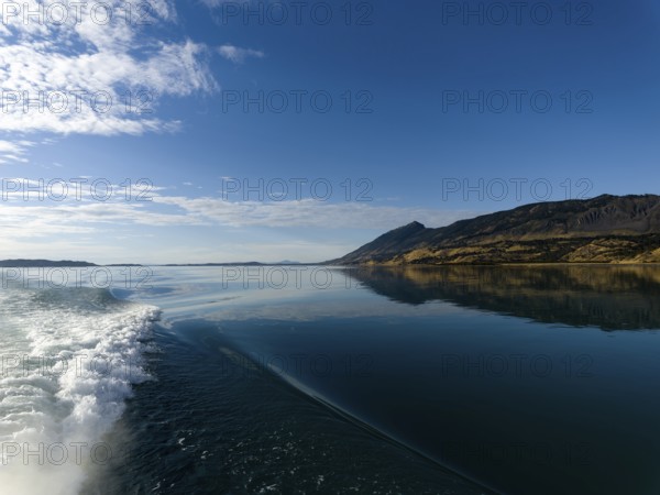 Drive through the Bay of Last Hope, fjords and mountains, Puerto Natales, Patagonia, Chile, South America