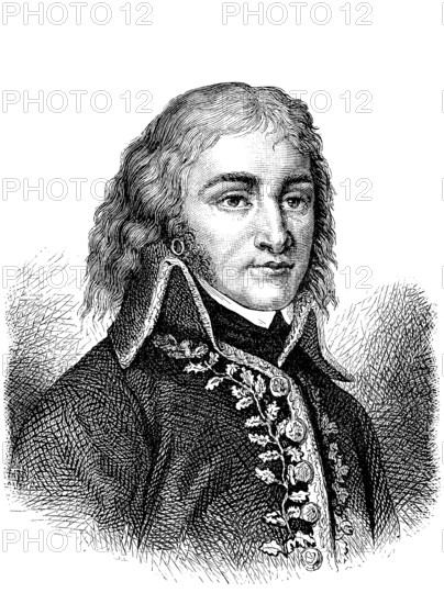 Louis-Lazare Hoche, 25 June 1768, 19 September 1797, a French general de division of the revolutionary period, Historical, digital reproduction of an original from the 19th century