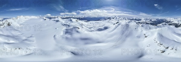 Aerial view, Alpine panorama, Snow-covered glacier plain, Plaine-Morte glacier, Bernese Alps, Switzerland, Europe