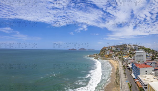 Mexico, Mazatlan sea promenade, El Malecon, near tourist beaches and scenic panoramic landscapes, Central America