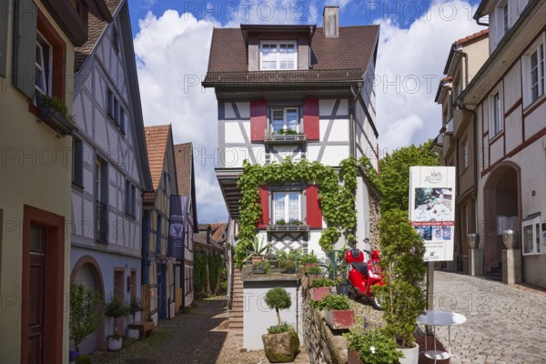 Narrow half-timbered house in Gengenbach, Black Forest, Ortenaukreis, Baden-Württemberg, Germany, Europe