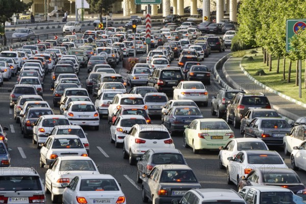 Traffic jam on a motorway in Tehran, 22.05.2016