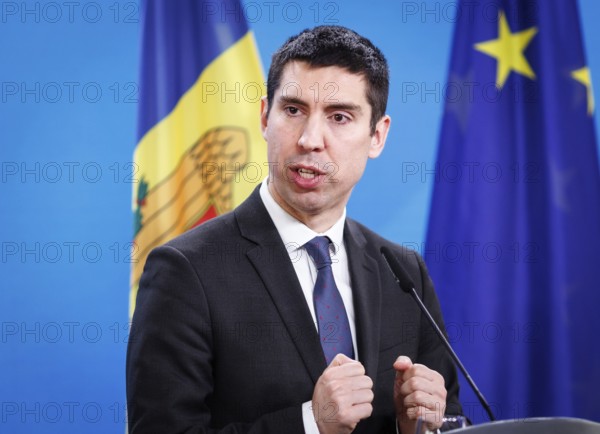 Mihai Popsoi, Foreign Minister of the Republic of Moldova, photographed during a joint press conference in Berlin, 09.04.2024. Photographed on behalf of the Federal Foreign Office'
