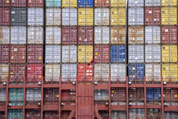 Magleby Maersk container freighter at EUROGATE Container Terminal, Waltershofer Hafen, one of the largest container ships in the world, capacity of 18, 270 TEU, Triple E class, Hamburg, Germany, Europe