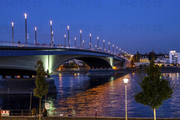 The Kennedy Bridge, the middle of Bonn's 3 Rhine bridges, connects the centre of Bonn and the Beuel district, federal road B56, light rail lines and footpaths and cycle paths, Bonn North Rhine-Westphalia, Germany, Europe