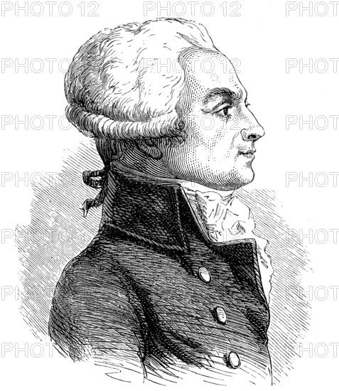 Maximilien de Robespierre, 6 May 1758, 28 July 1794, baptised Maximilien-Francois-Marie-Isidore, also known as the Incorruptible, was a French lawyer, revolutionary and leading Jacobin politician, Historical, digital reproduction of an original from the 19th century
