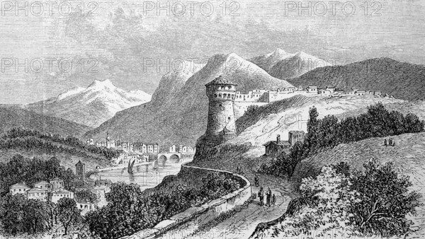 Roveredo, Rovereto in Trento, Italy, in 1880, Historical, digital reproduction of an original from the 19th century, Europe