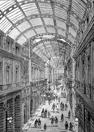 The Gallerie Mazzini in Genoa, Italy, in 1880, Historical, digital reproduction of an original from the 19th century, Europe