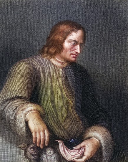Lorenzo de Medici alias Lorenzo the Magnificent, 1449-1492, Florentine statesman, ruler and patron of the arts. From the book Gallery of Portraits, published in 1833, Historical, digitally restored reproduction from a 19th century original, Record date not stated