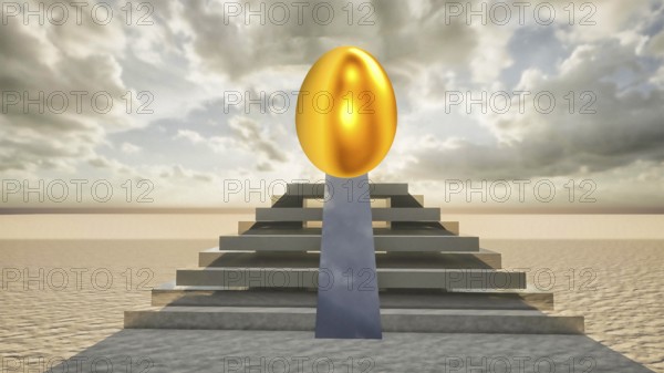 Symbolic image, golden egg, gold as an investment, soft currency, security, risk, stock market, securities, industry, economy critical, exploitation, stress, trade union, payment, insolvency, wrong decisions, unemployment, profit, profit slump, share prices, Germany as a business location, world economy, globalisation, environmental protection, mining rights