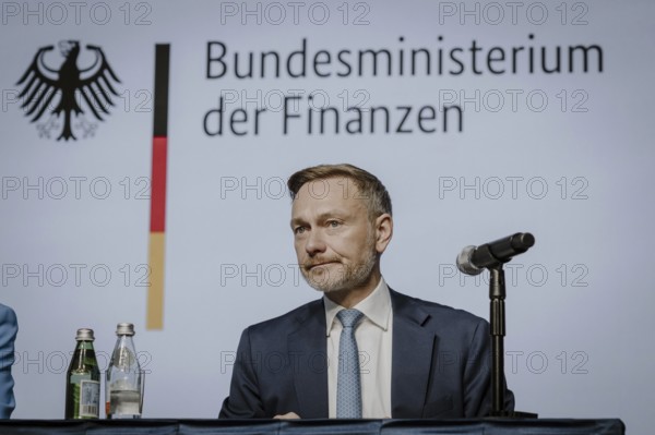Christian Lindner (FDP), Federal Minister of Finance, photographed during the press conference on tax estimation at the joint annual meeting of the IMF and World Bank and the G7, G20 FMNBG, IMFC, in Washington, 24 October 2024. photographed on behalf of the Federal Ministry of Finance