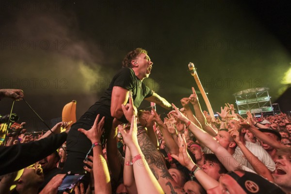 Tim McIlrath, singer of Rise Against at the Highfield Festival on Saturday, Störmthaler See, 17.08.2024