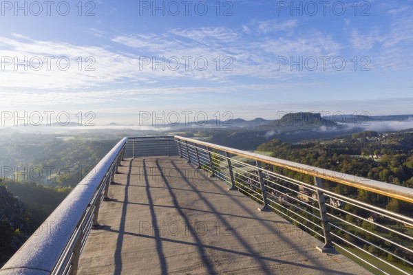 Sunrise in Saxon Switzerland, Rathen, Saxony, Germany, Europe