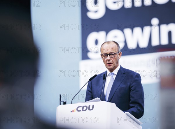 Friedrich Merz, party chairman of the CDU, photographed at the CDU Germany 2024 party conference in Berlin, 6 May 2024