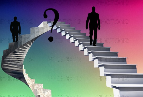 Symbolic image, right path, path is the goal, questionable direction, where does time go, course of the year, mysticism, time of experience, question mark, existence, lifetime, labyrinth, growth, downturn, philosophy of temporality