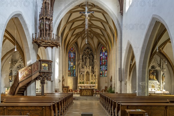 Interior of the parish church of the Assumption of the Virgin Mary in Kelheim, Lower Bavaria, Bavaria, Germany, Europe