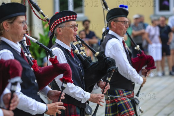 Bagpipe orchestra, Pipe concert, Sigmaringen, Baden-Württemberg, Germany, Europe