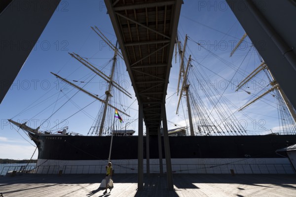 Steel four-masted barque Pommern, windjammer with jubilee rig, Maritime Museum, Mariehamm, Åland or Aland Islands, Finland, Europe